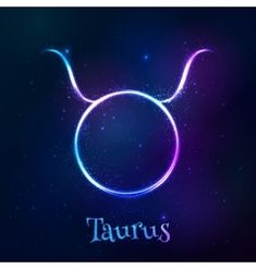 Blue Shining Cosmic Neon Zodiac Taurus Symbol Vector