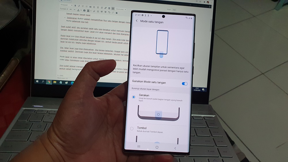 Galaxy Note20 Satu Tangan