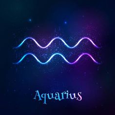 Bleu Brillant Cosmique Néon Zodiaque Symbole Aquarius Vectoriel Banque D'Images - 45876345