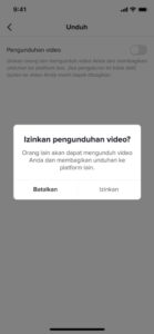 Notifikasi Pengizinan Pengunduhan Video