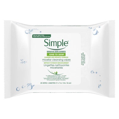 Simple Kind To Skin Micellar Cleansing Wipes On A White Background