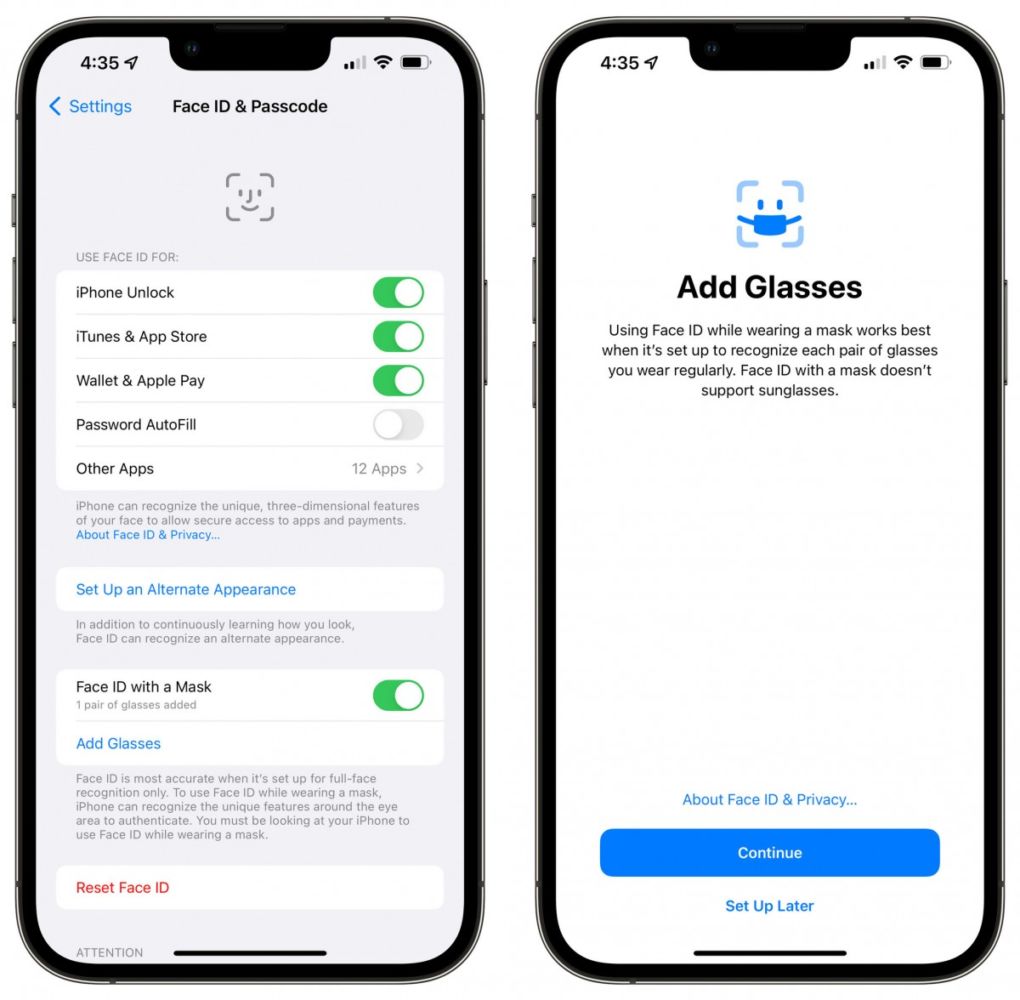 Mengaktifkan Face Id Menggunakan Masker 