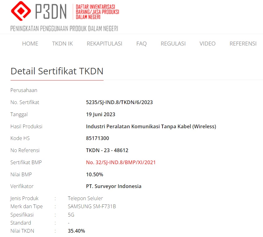 Sertifikat Tkdn Samsung