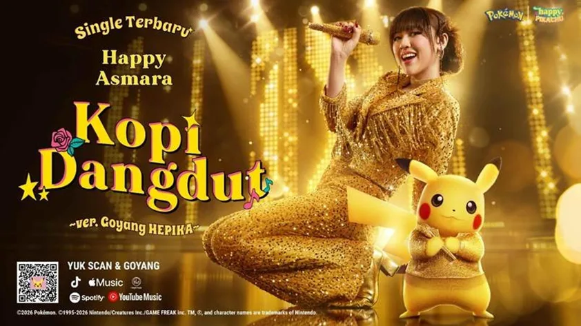 Happy Asmara dan Pikachu Kolaborasi MV Lagu Baru “Kopi Dangdut Ver. Goyang Hepika”